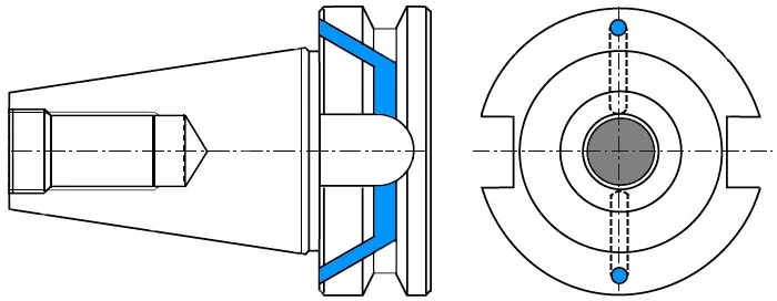 Конструкция патрона с подачей СОЖ (тип B)